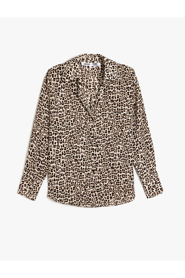 X Zeynep Bastık - Leopar Desenli Gömlek Uzun Kollu Regular Fit - 6