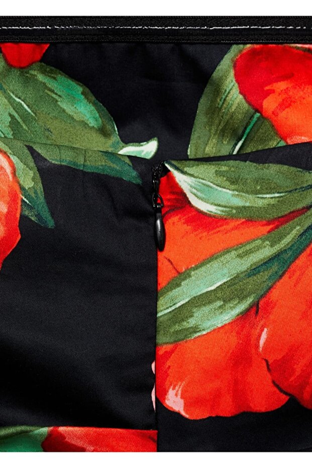 Çiçekli Straplez Elbise - 5