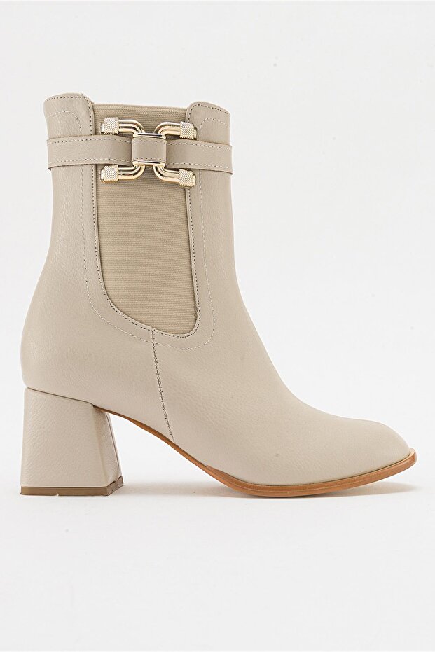 Tokalı Topuklu Bot BEJ CİLT - 3