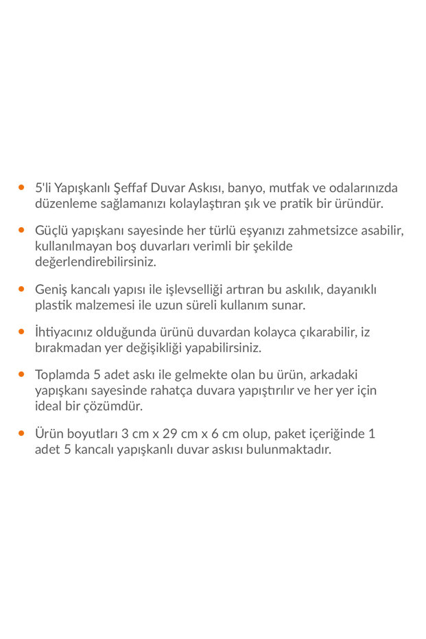 2 Adet Kendinden Güçlü Yapışkanlı Şeffaf Duvar Askısı & Banyo & Mutfak & Ofis - 3