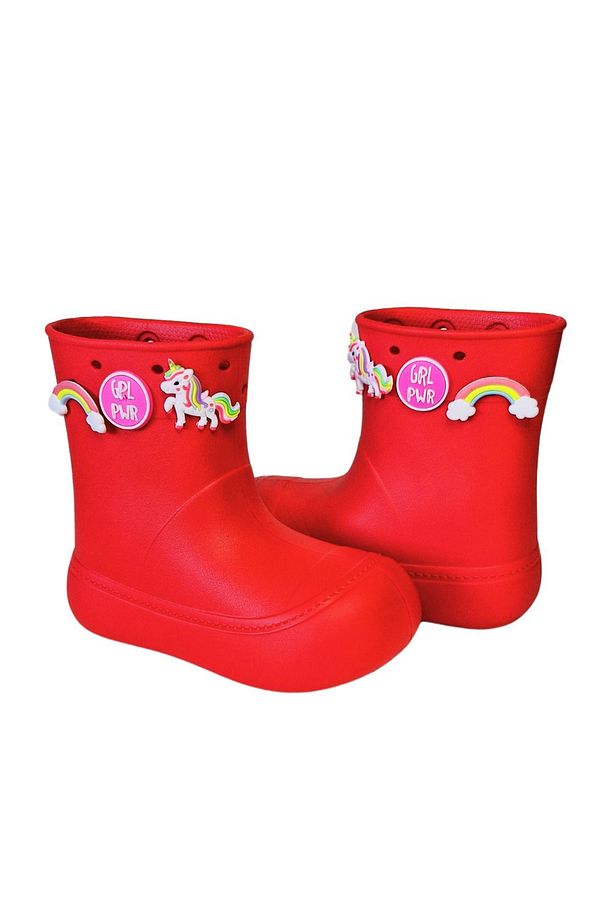 Kırmızı Yağmur Botu + Geyikli+Çorap Set - 6