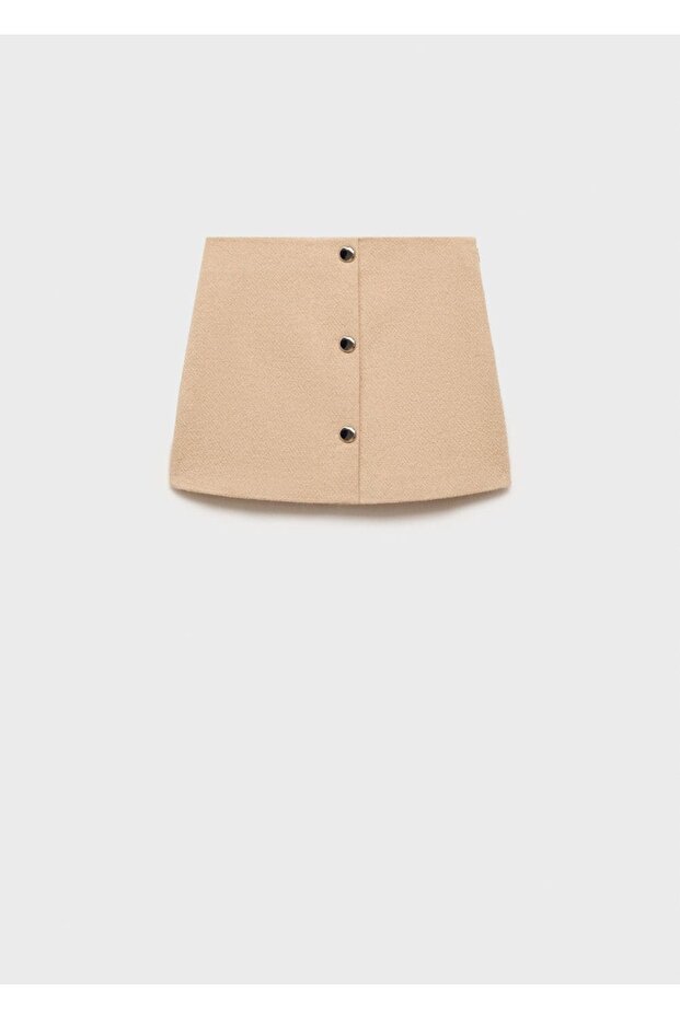 Düğme Detaylı Mini Etek - 3