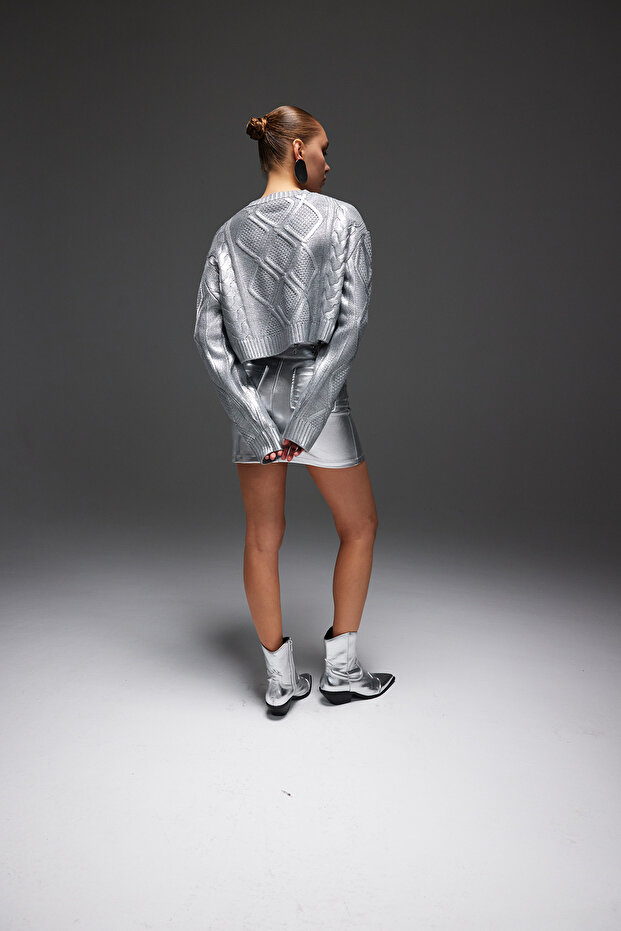 متماسكة سترة المحاصيل منقوشة - 7