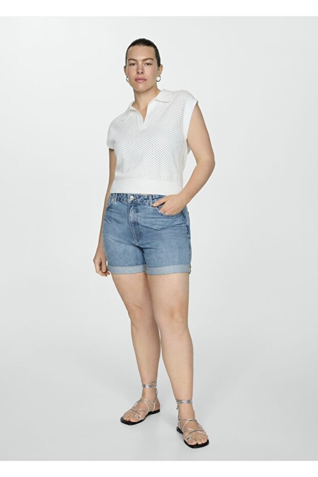 Mom-fit denim şort - 5