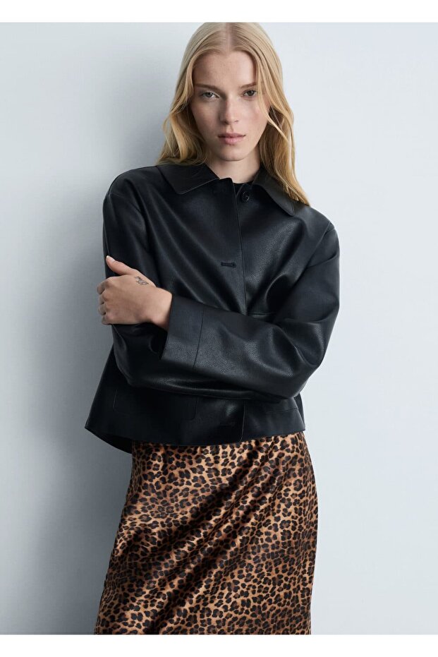 Fustă din satin cu model leopard - 6