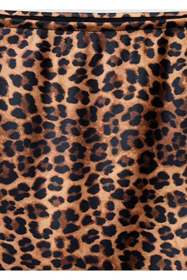 Fustă din satin cu model leopard - 5