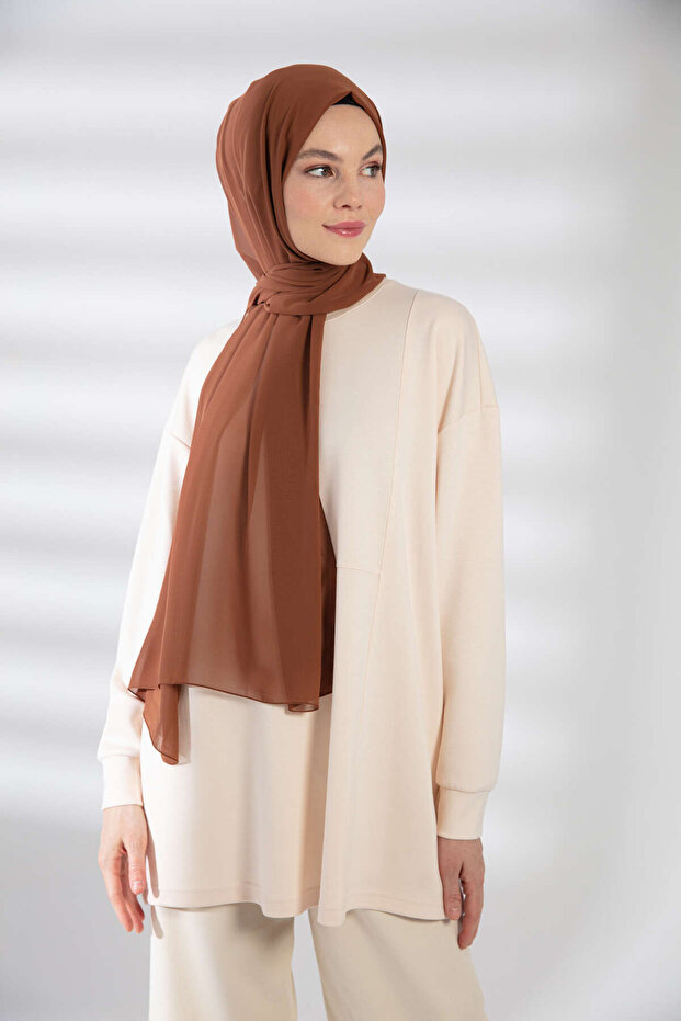 Hazelnut Chiffon Shawl - 5