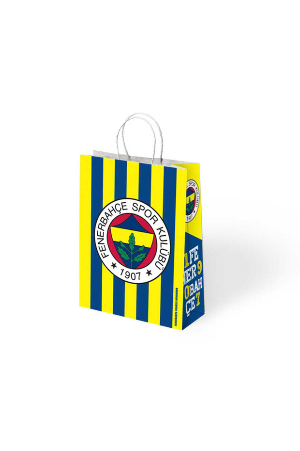 Sarı Lacivert Büküm Saplı Kraft Kağıt Çanta-poşet 18x24 Pakette 12 Adet - 1