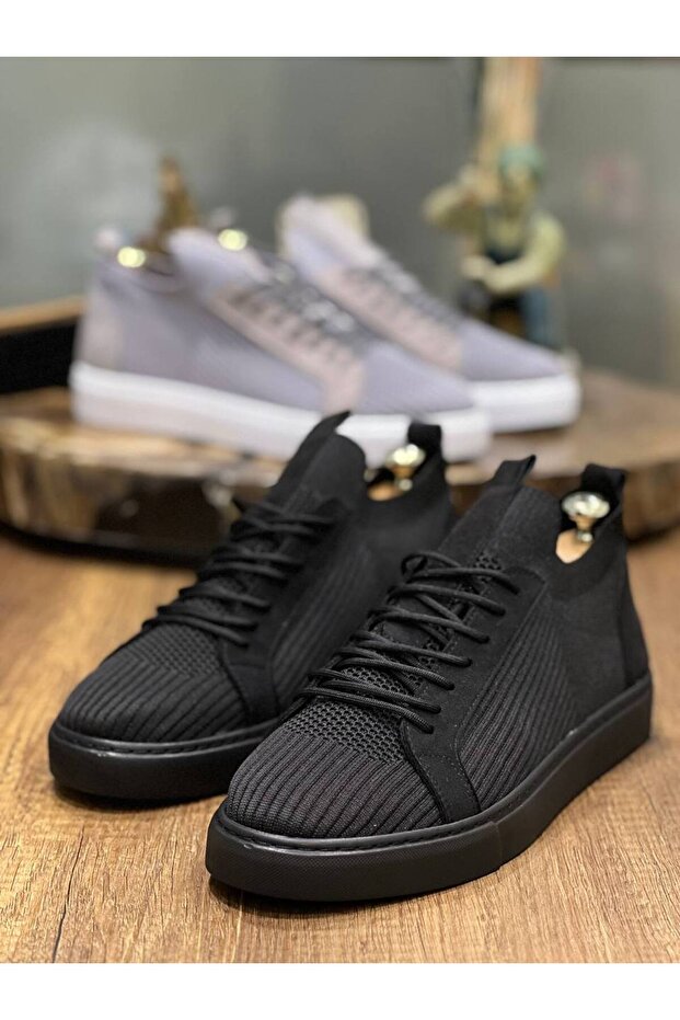 KB 112 Siyah Siyah TabanTriko Bağcıklı Günlük Erkek Ayakkabı - 1