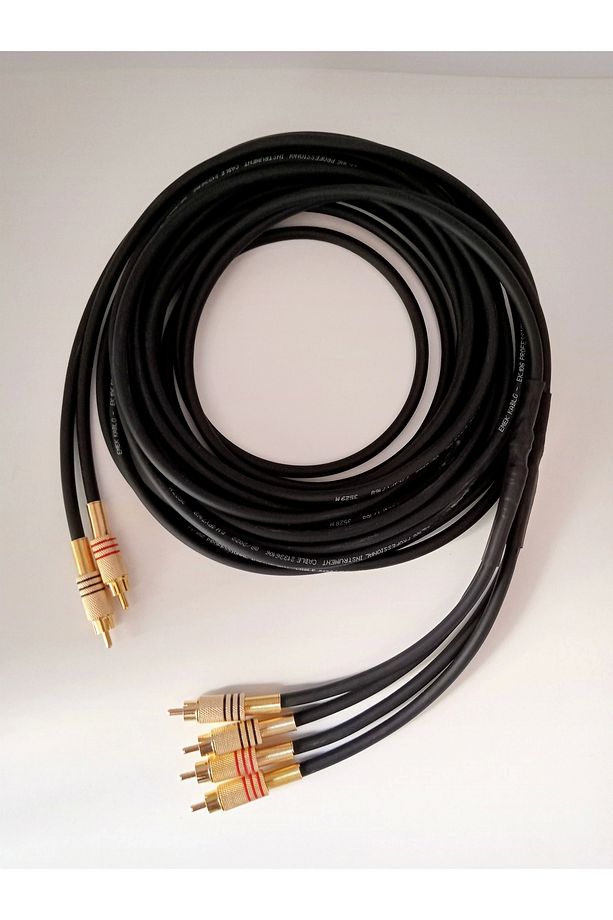 Amfi Rca Kablosu - El Yapımı %100 Bakır Parazit Yapmaz - 2 Giriş 4 Çıkış Anfi Rca Kablosu - 5 Metre - 2