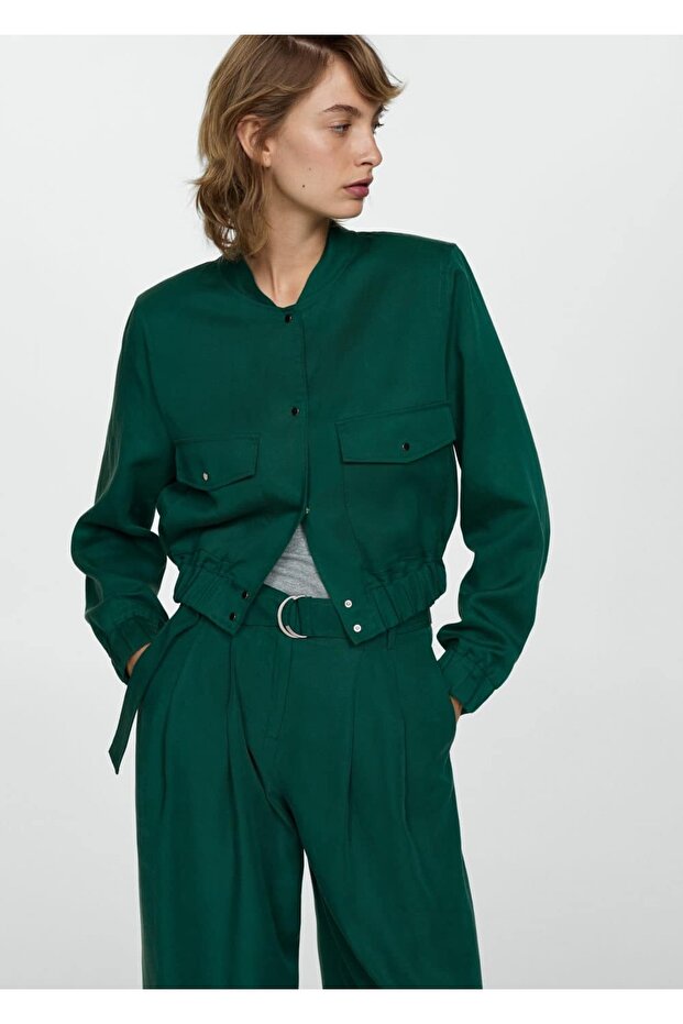 Kemerli lyocell pantolon - 8