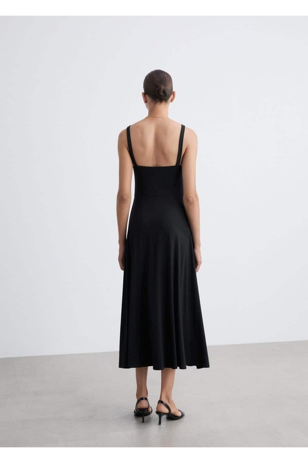 Askılı evaze kesim elbise - 4