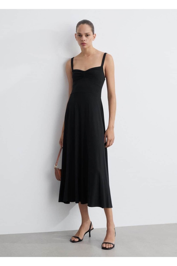 Askılı evaze kesim elbise - 2