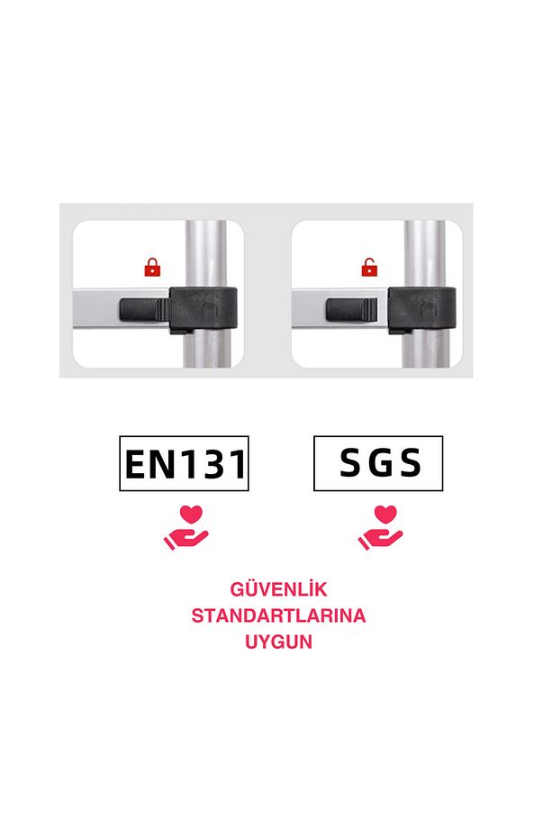 160 160 Cm. - 5 5 Basamaklı Teleskopik Merdiven - A Tipi Uzayan Merdiven - 6