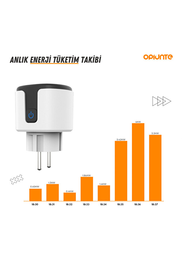 Smart Wireless Turkish App Wifi Socket Phone Controlled Energy Saving Tracking - 3