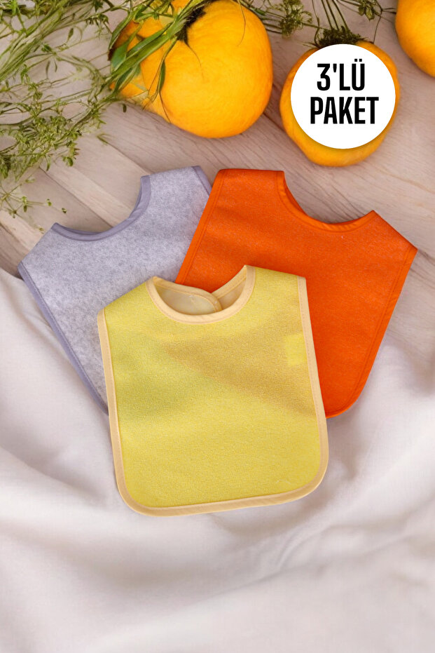 Buude Kids Sıvı Geçirmez 3'lü Mama Önlüğü 0-12 Ay