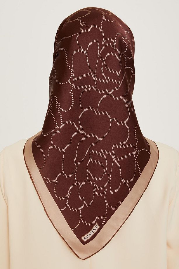 İpek Eşarp 2025 Kış - 9222-85 Kahve Twill - 3