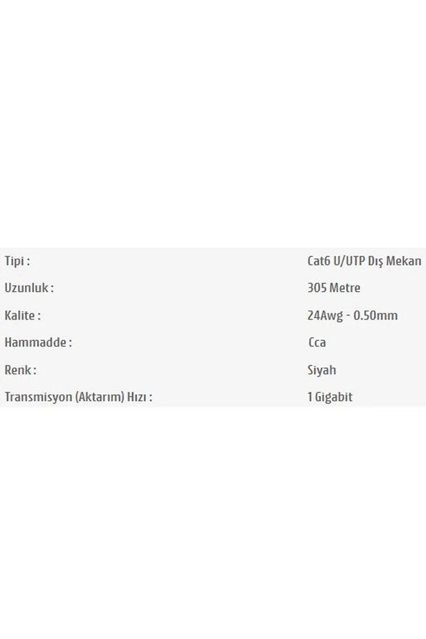 Pars Power 24Awg 0.50mm 305 Metre Network Cat6 U/UTP Dış Mekan Data Kablosu - 2