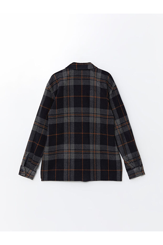 Regular Fit Uzun Kollu Ekose Erkek Gömlek Ceket - 2