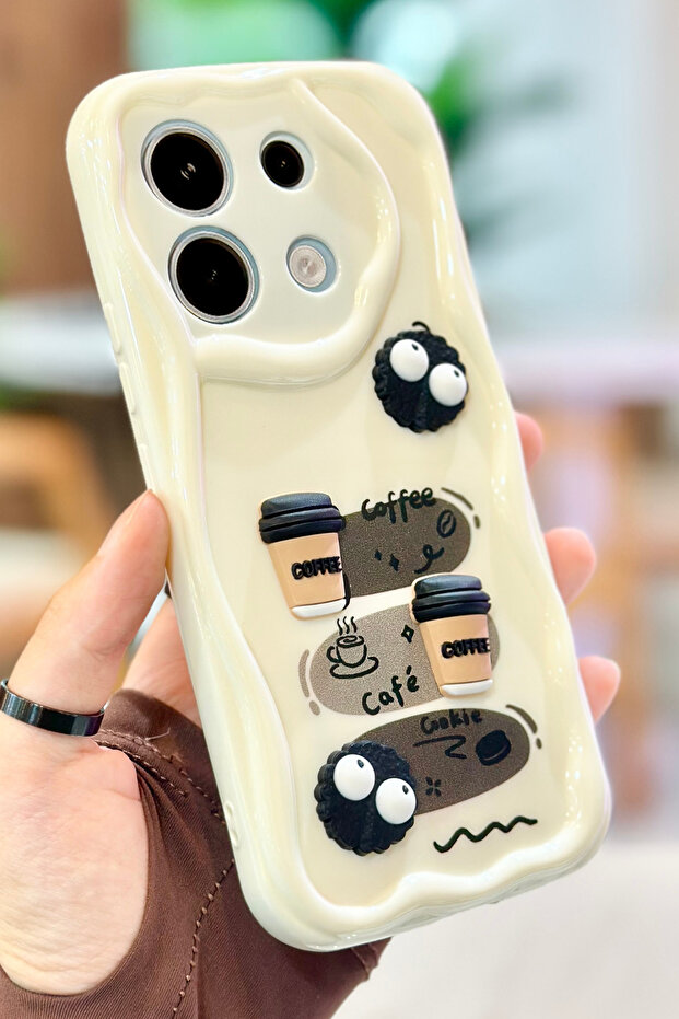 حافظة Redmi Note 13 Pro 4G بنمط بسكويت القهوة بتصميم لامع ثلاثي الأبعاد - 7