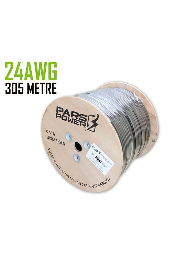 Pars Power 24Awg 0.50mm 305 Metre Network Cat6 U/UTP Dış Mekan Data Kablosu - 1
