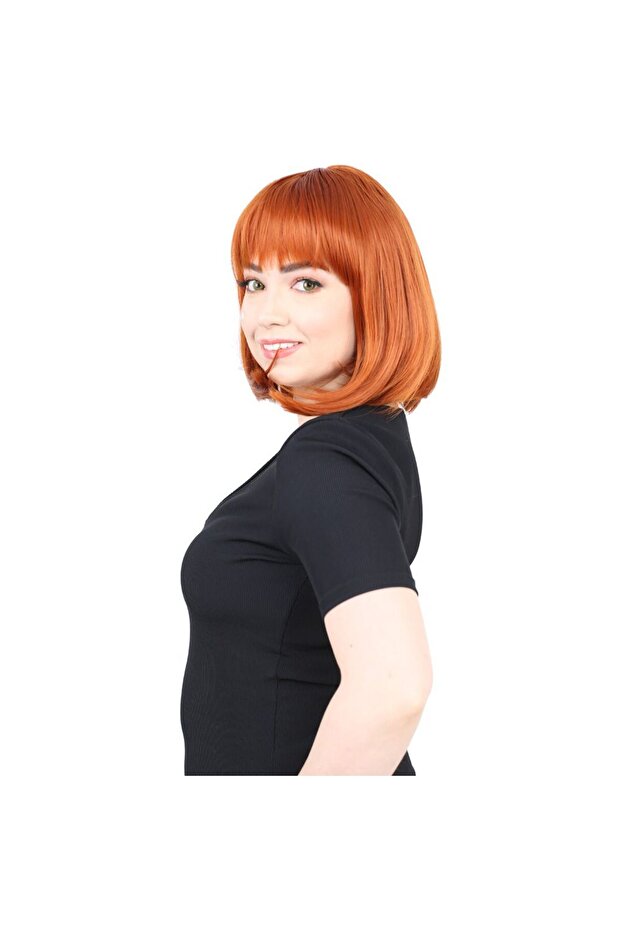 Fiber Sen Wig with Flat Bangs / Copper - 3
