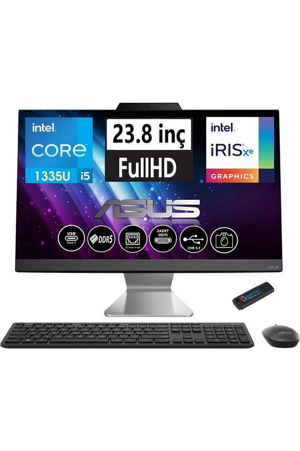A3402wbak-ı58512b0d Intel Core I5-1335u 8gb 512gb Ssd 23.8 Freedos All-ın-one Pc - 1