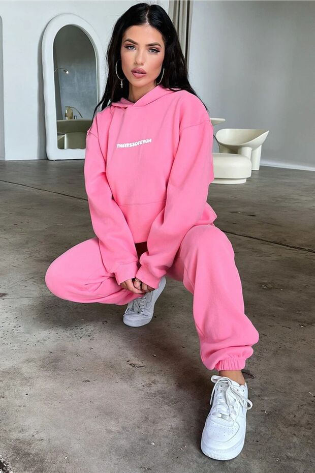 That So Fetch Sweatshirt Eşofman Altı Jogger - Pembe Baskılı Eşofman Takımı Kapüşonlu - 2