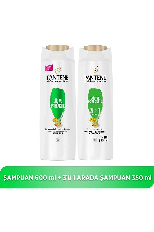 Doğal Sentez Güç Ve Parlaklık 600 Ml Şampuan + 350 Ml 3’ü 1 Arada Şampuan - 1