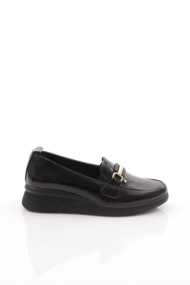 Women's Loafer Shoes Black Patent Leather 34273