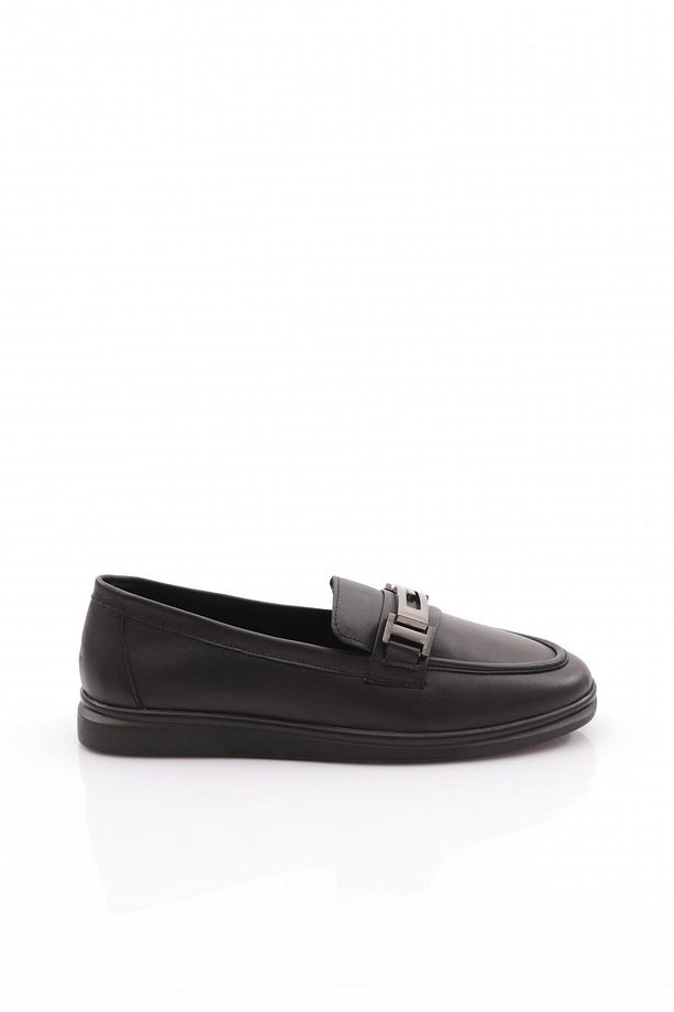 Kadın G Metal Tokalı Loafer Ayakkabı Siyah Napa 1092173 - 1