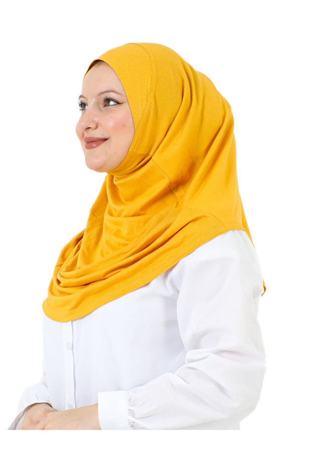 Hazır Giyim Türban Yumuşak Başörtü Şal - Sarı - 5