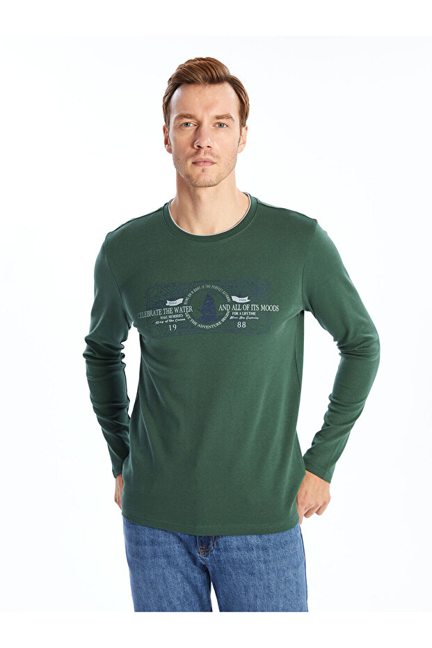 Lcwk Crew Neck Long Sleeve Printed Men's Sweatshirt