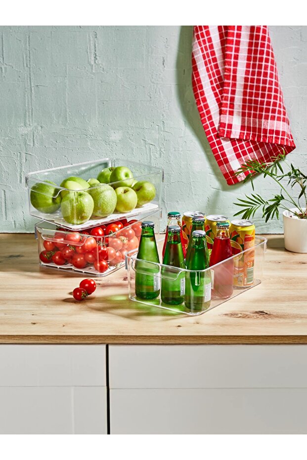 حاوية تخزين الثلاجة البلاستيكية من سلسلة Smart Fresh مع غطاء، منظم الثلاجة، 6 لتر