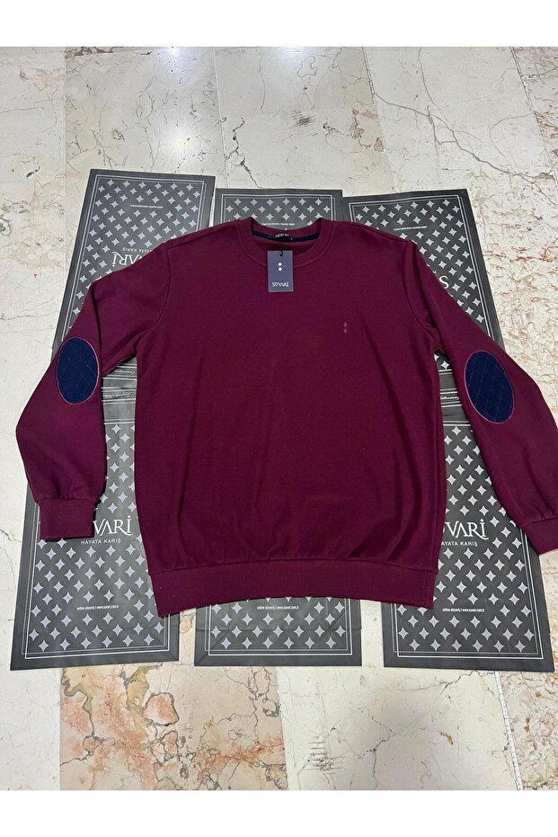 NORMAL KALIP 0 YAKA DİRSEK YAMA DETAYLI SWEATSHİRT - 1