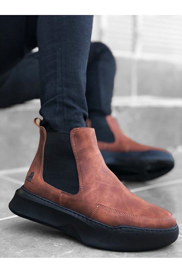 BA0150 Bağcıksız Bantlı Erkek Yüksek Taban Taba Spor Bot - 2