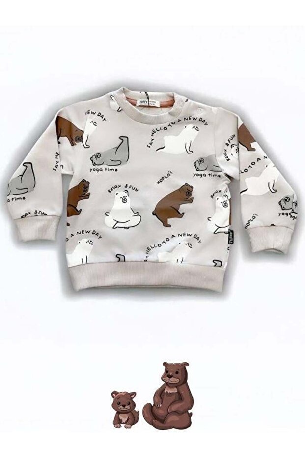 Baby Boy Teddy Bear Printed Sweatshirt