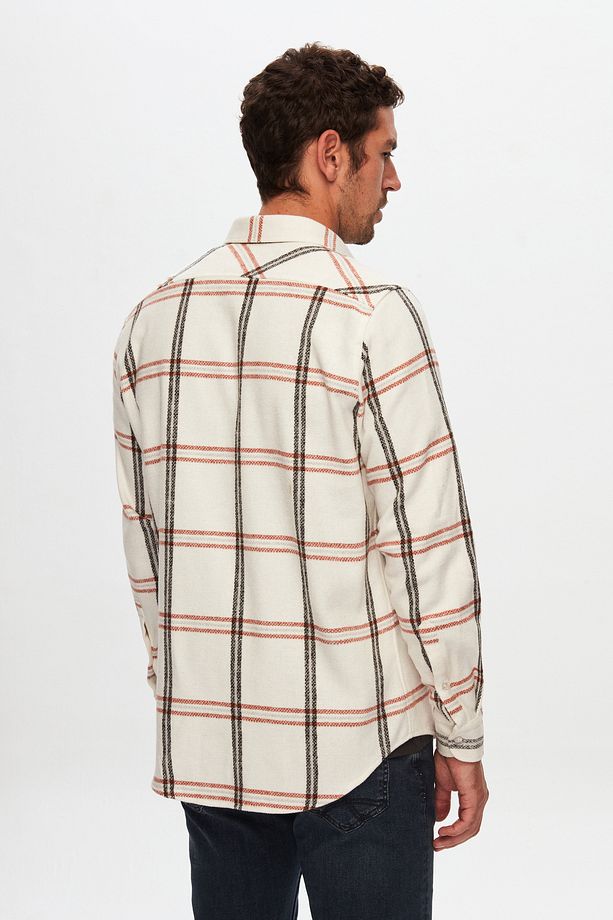 Ds Damat Regular Fit Ekru Ekose Oduncu Gömlek - 4