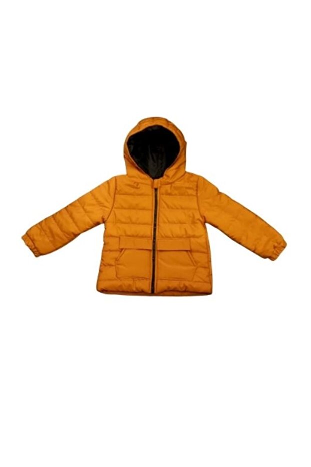 Baby Pocketed Hooded Lined Quilted Winter Coat-Frnd52 - Mustard - 18-24 Months