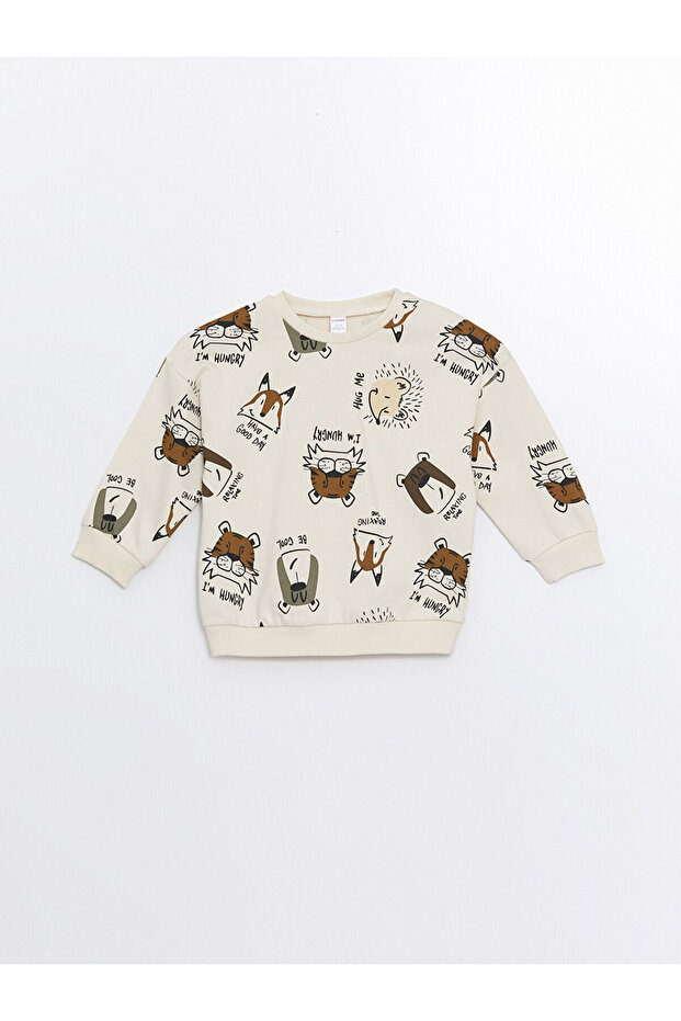 Lcw Kids Printed Crew Neck Long Sleeve Printed Boys Sweatshirt (W4)