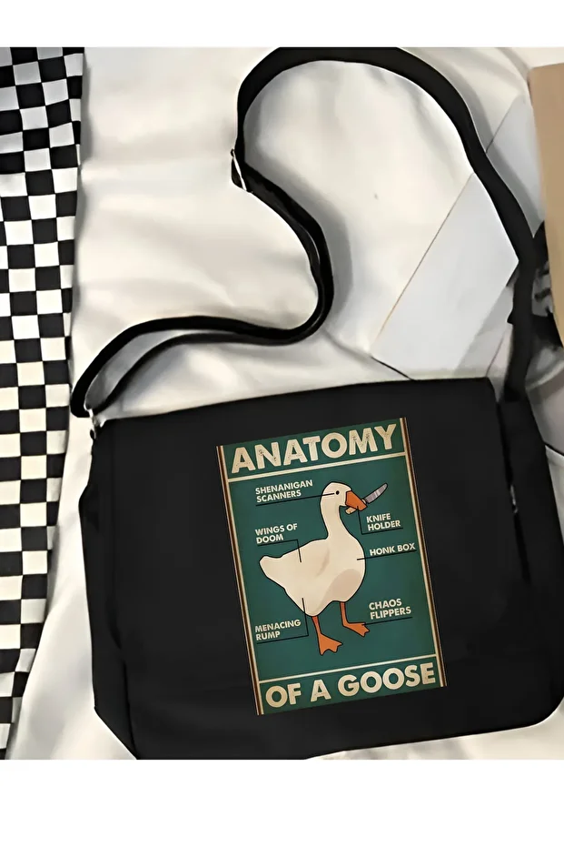 Y2K Anatomy of a Goose Duck Tote - Unisex Street Style Canvas Messenger Bag - 3