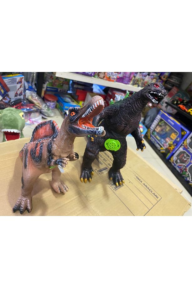 Godzilla ve Dinazor Trex  -  İkili Sesli Gerçek ve Sert Görünümlü Dev  Dinazor Set - 1