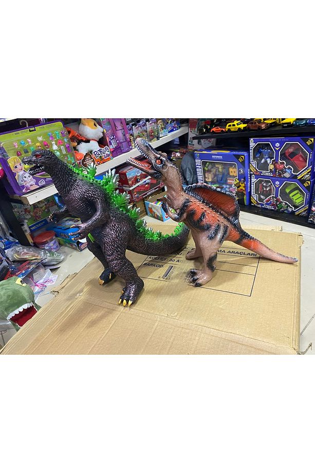 Godzilla ve Dinazor Trex  -  İkili Sesli Gerçek ve Sert Görünümlü Dev  Dinazor Set - 4