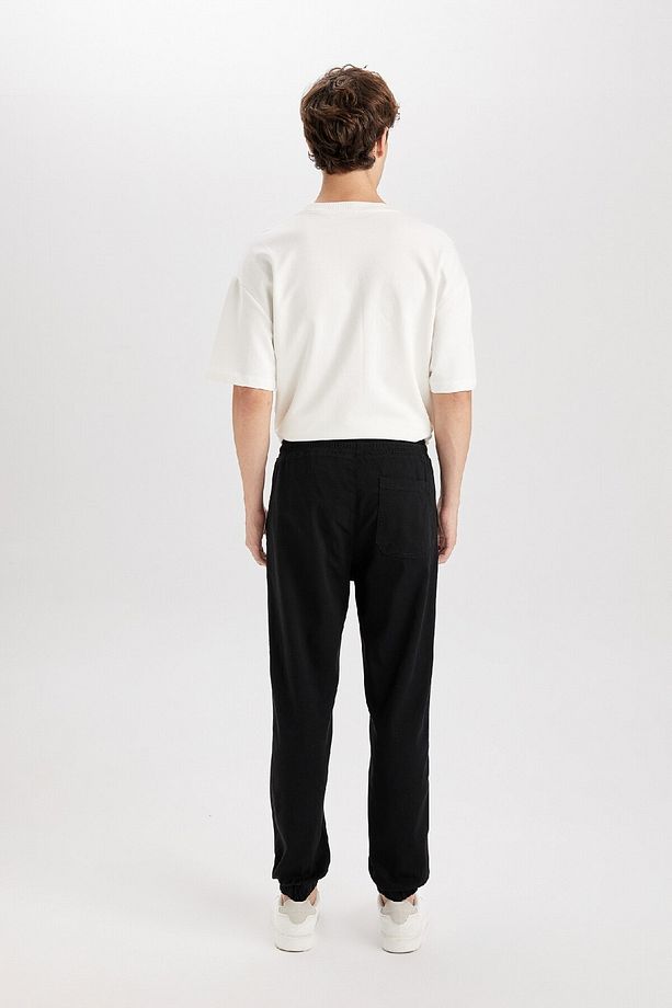 %100 Pamuk Jogger Gabardin Pantolon Beli Regular Fit Bağcıklı Lastikli Paça D5927ax24au - 7