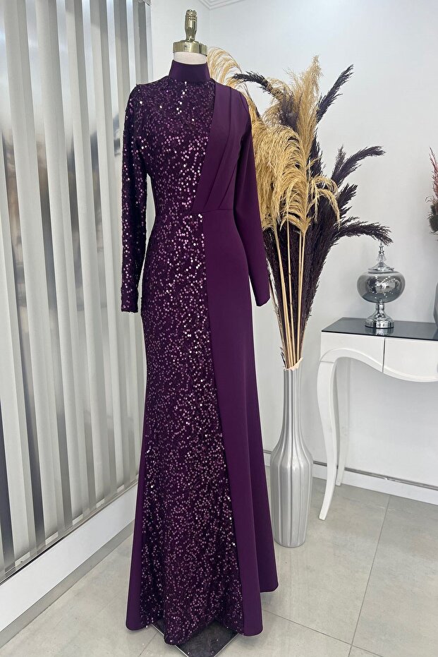 Azalea Hijab Evening Dress Plum