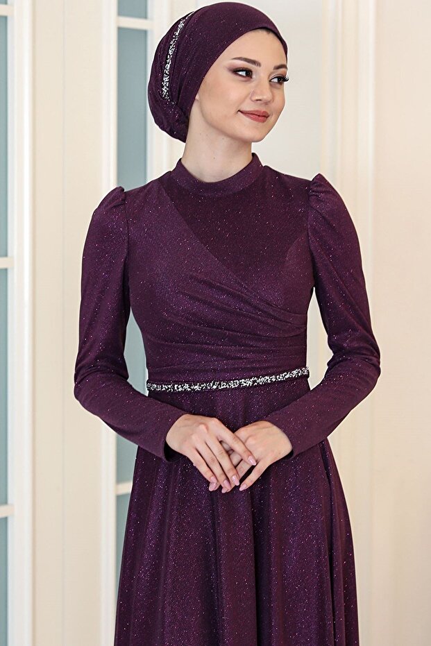 Işıl Tesettür Abiye Mor - 3