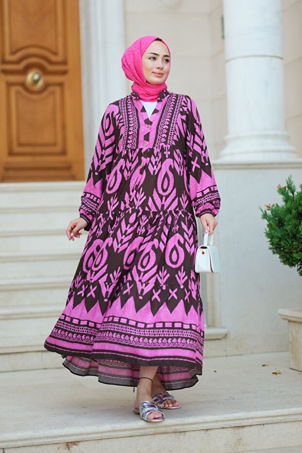 Fuchsia Patterned Dress - 2
