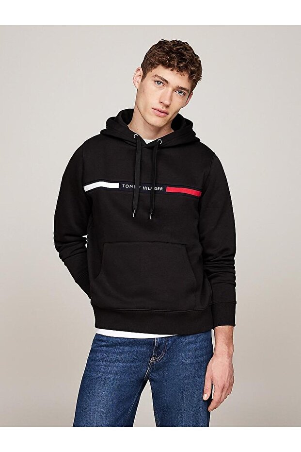 Logolu Pamuklu Regular Fit Kapüşonlu Sweat Erkek SWEAT MW0MW37361 BDS - 1