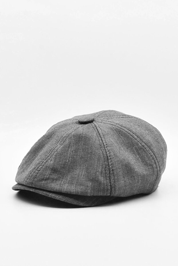 Men's 8-Piece Cotton Newsboy British Cap Hat Gray