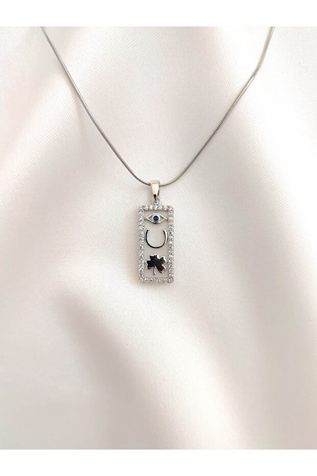 Women's Stainless Steel Zircon Stone Lucky Necklace